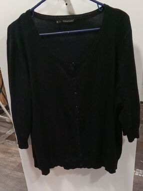 (544) Maurices Black Scoop Neck Button-Up Cardigan